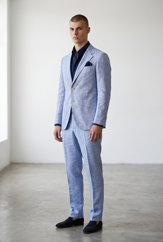 Blue Linen Suit