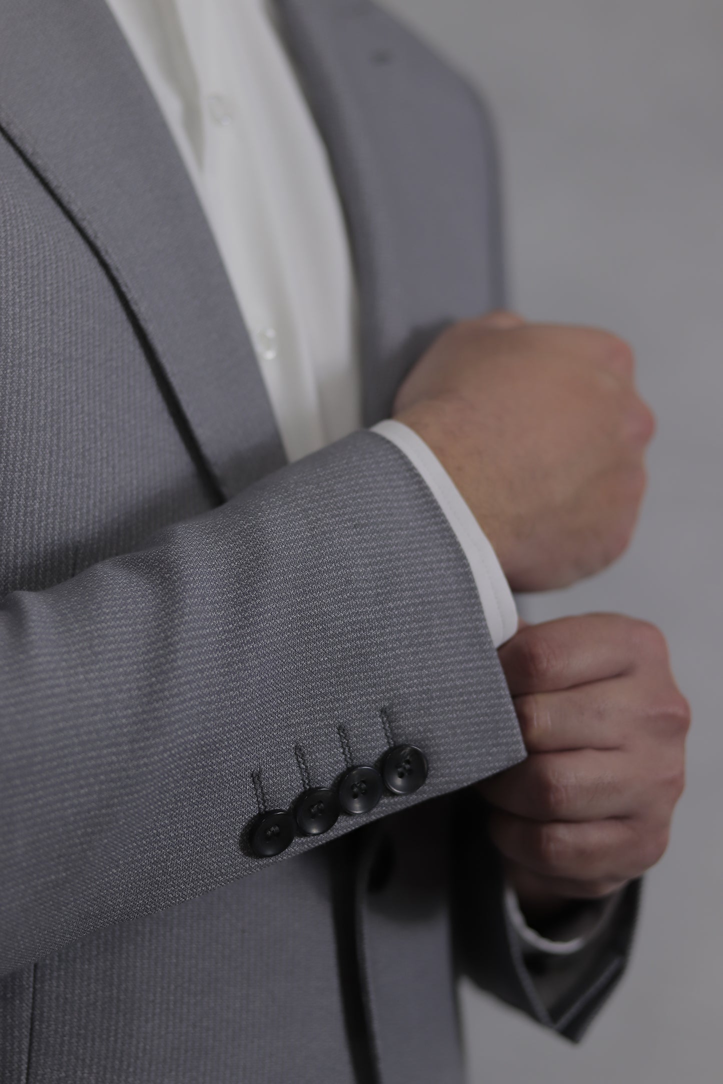 Light Grey Striped Peak Lapel 2 Buttons