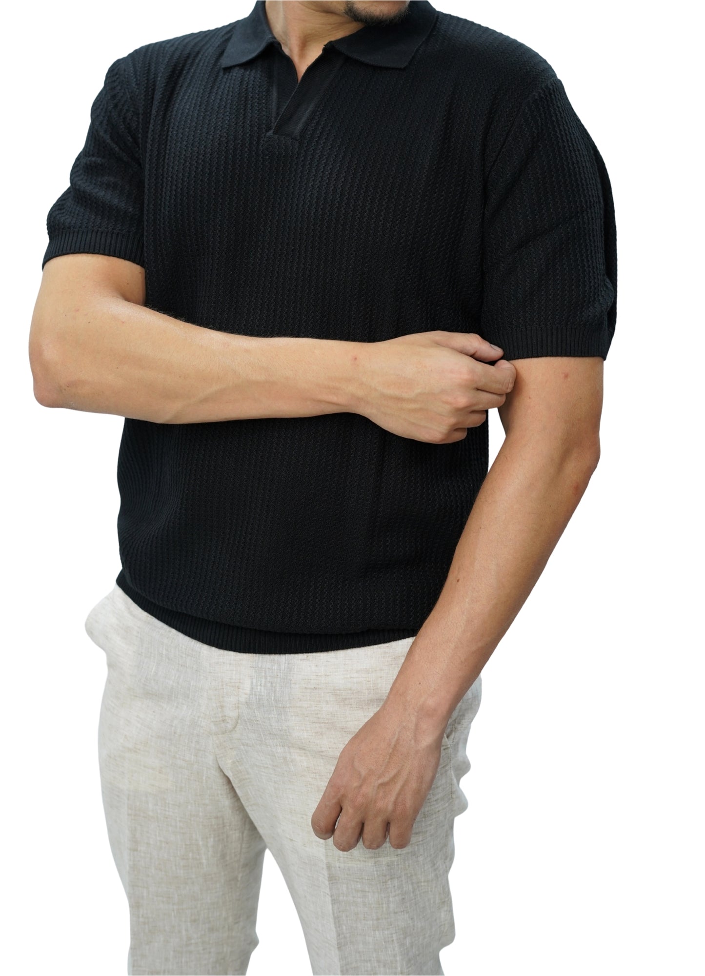 Black Knitted Polo