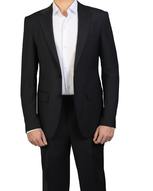 Black Striped Normal Lapel 2 Buttons