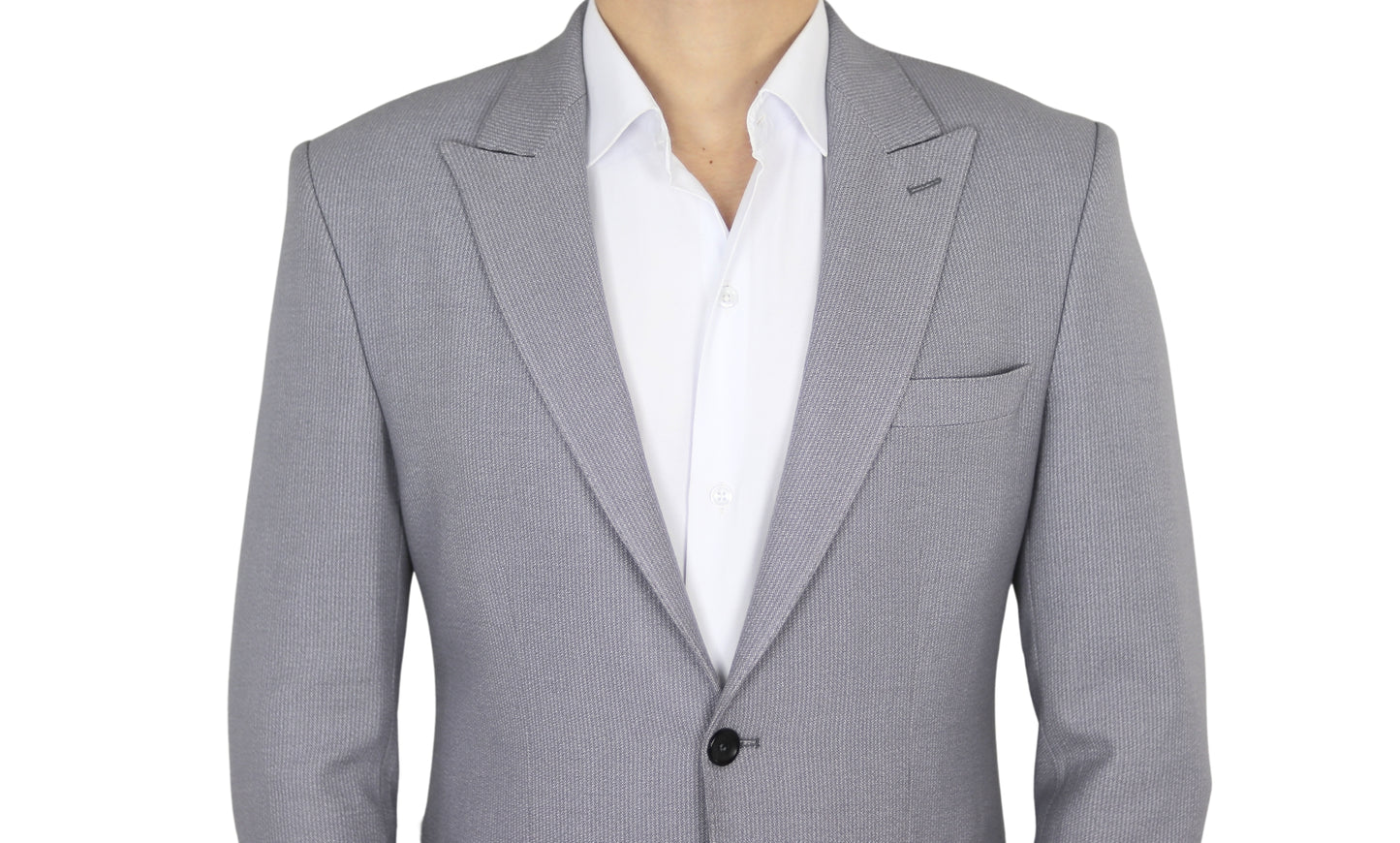 Light Grey Striped Peak Lapel 2 Buttons