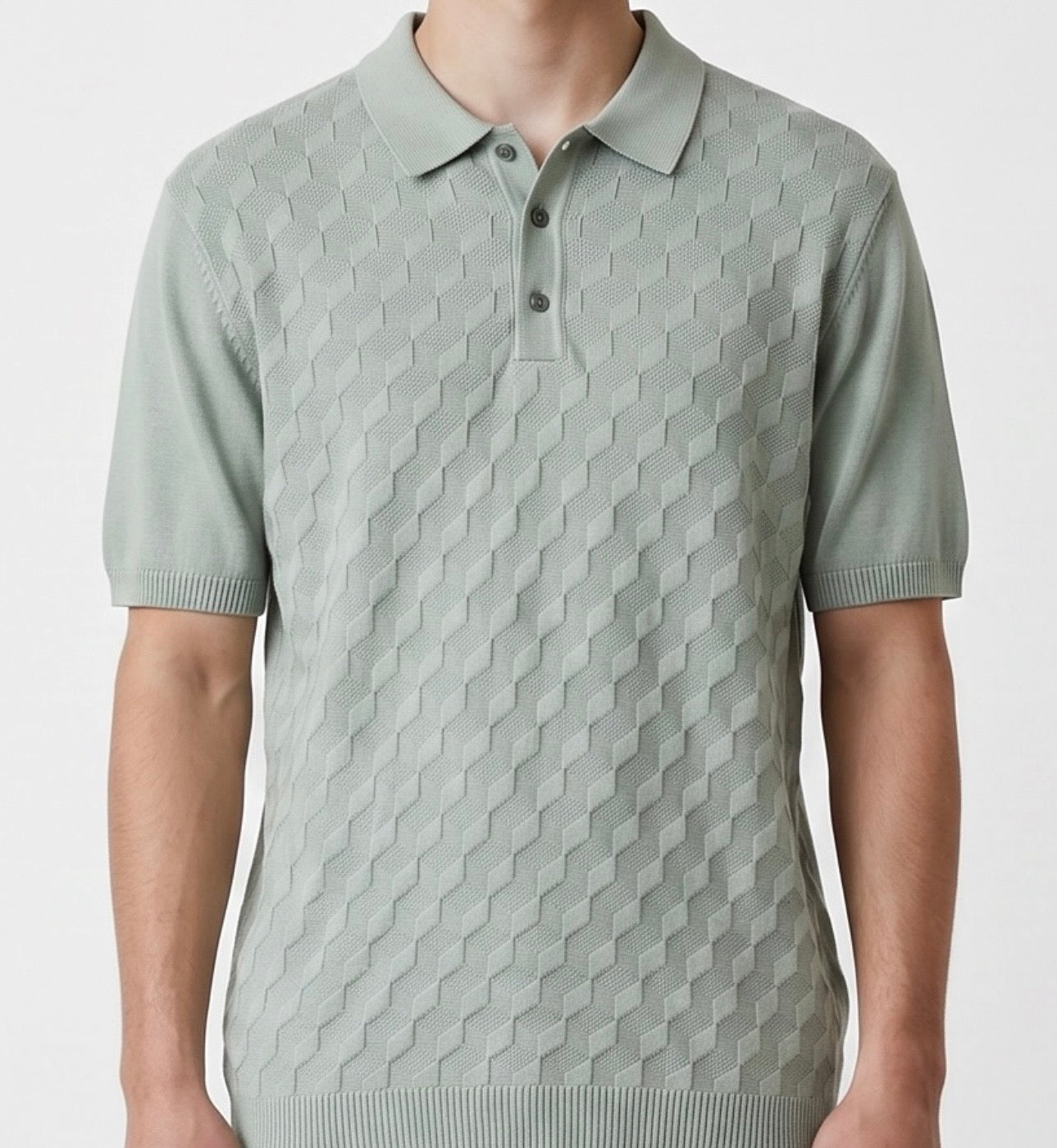 3D knit mint polo
