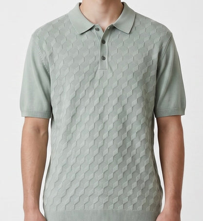3D knit mint polo