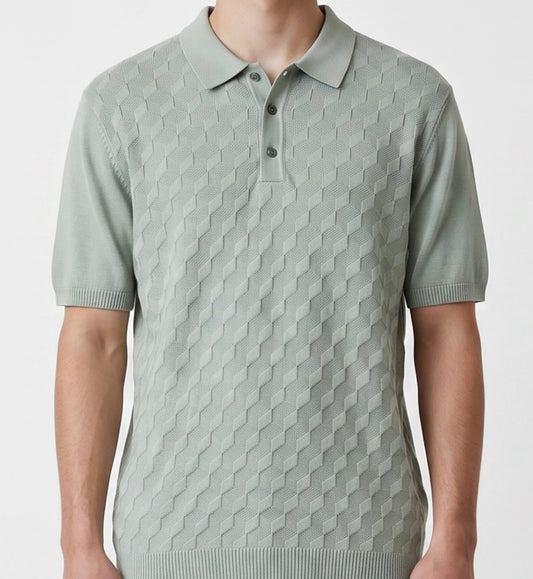 3D knit mint polo