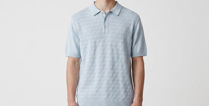3D knit baby blue polo