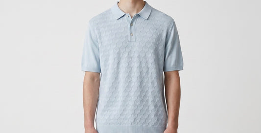 3D knit baby blue polo