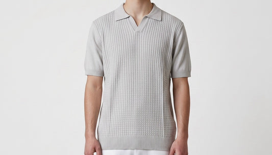 Light grey braided knit polo