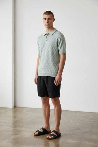 3D knit mint polo