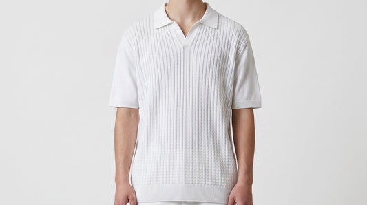 White braided knit polo