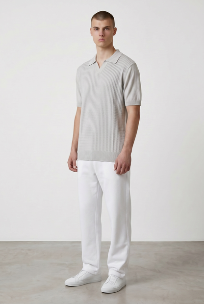 Light grey braided knit polo