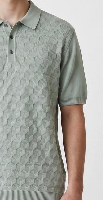 3D knit mint polo