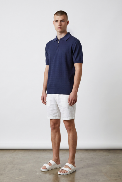 Zig zag knit navy polo
