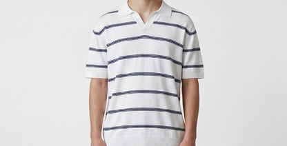 White & navy polo