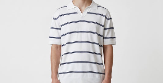 White & navy polo