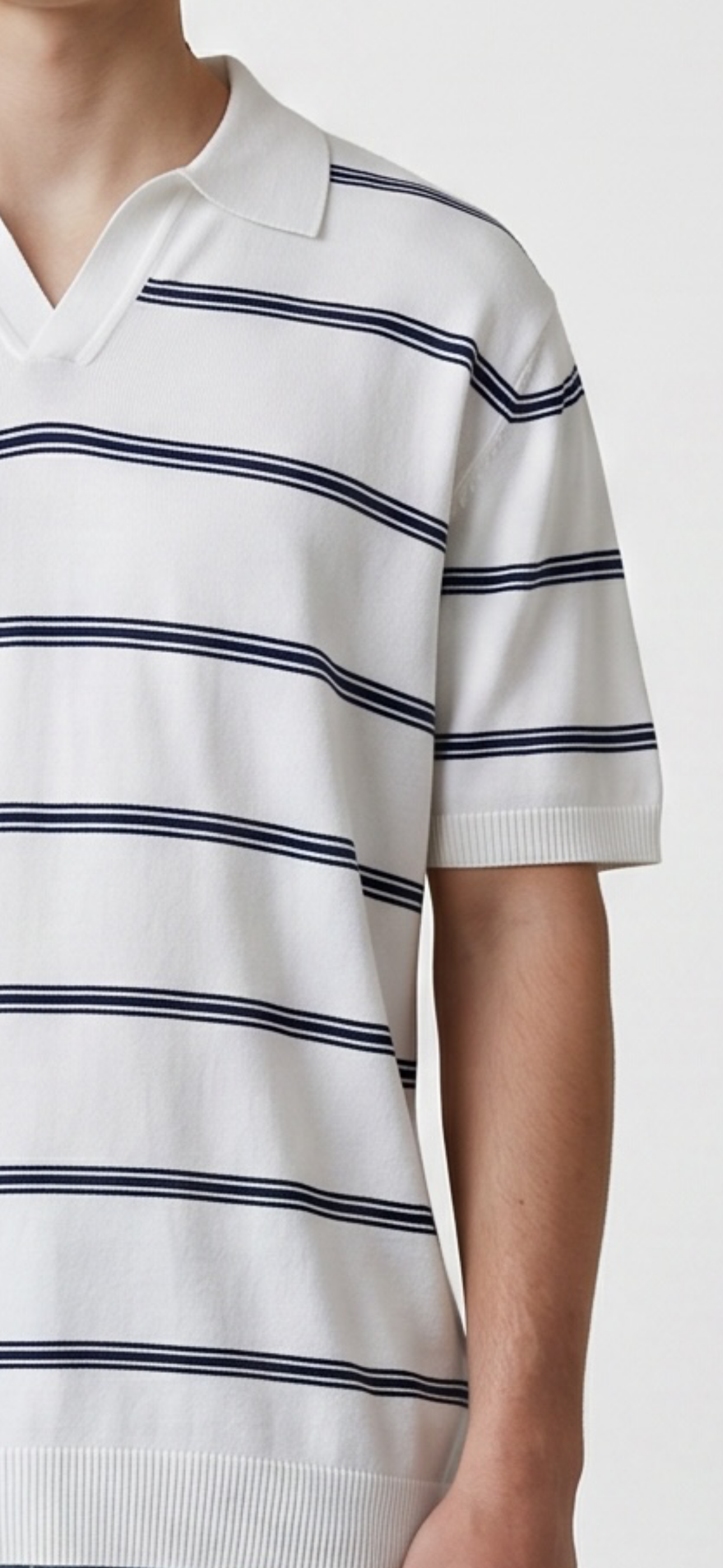 White & navy polo