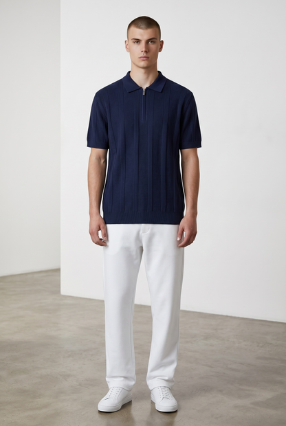 Navy striped polo