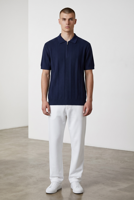 Navy striped polo