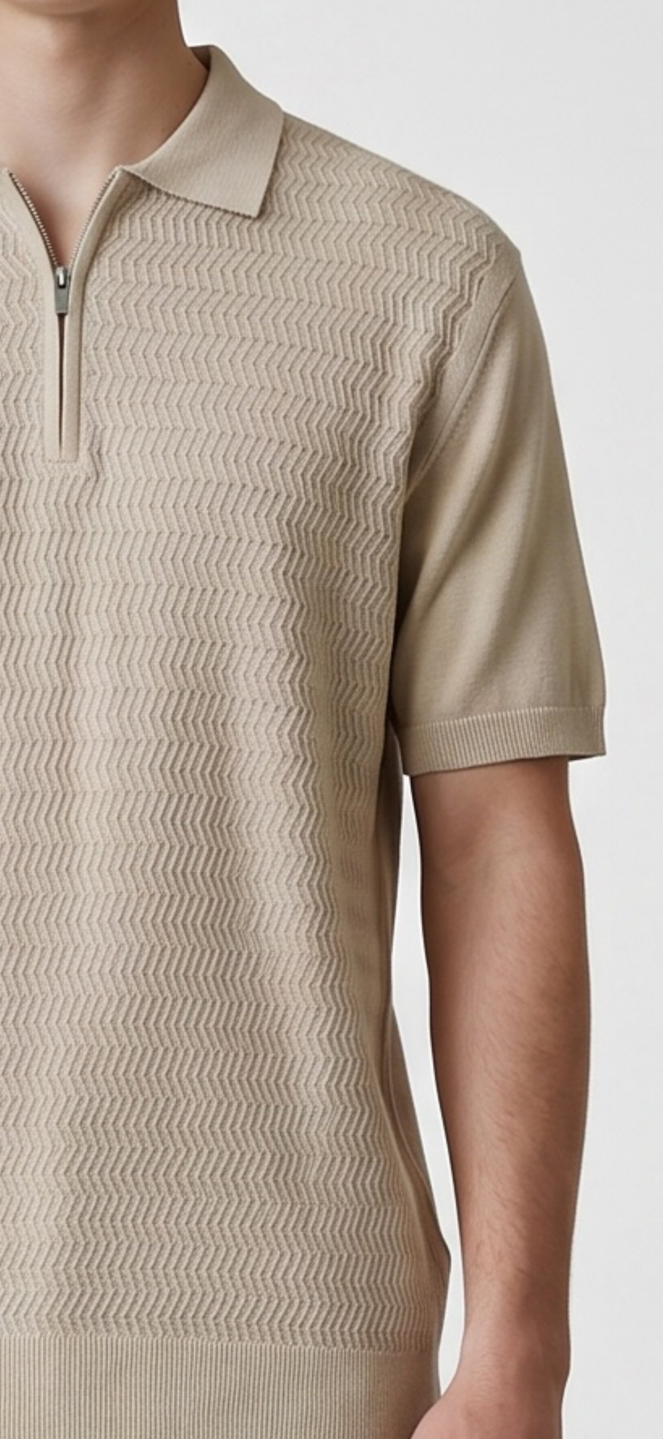 Zig zag knit beige polo