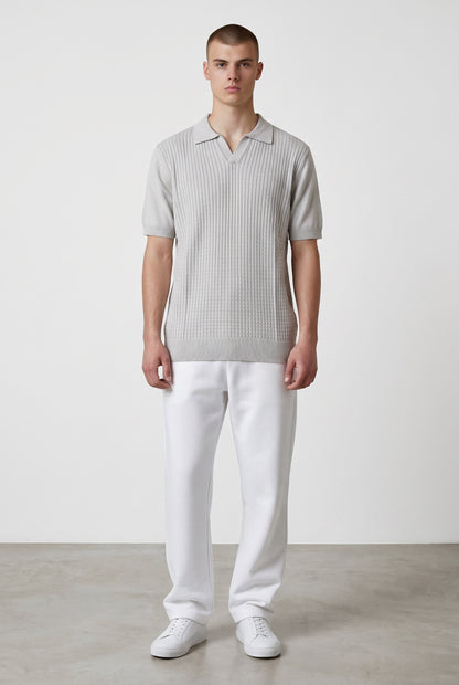 Light grey braided knit polo