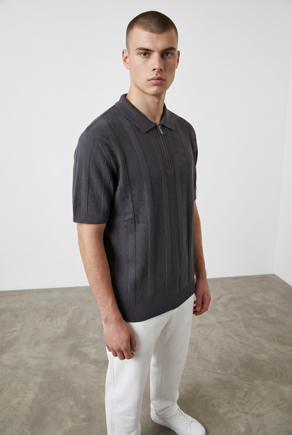 Black striped polo