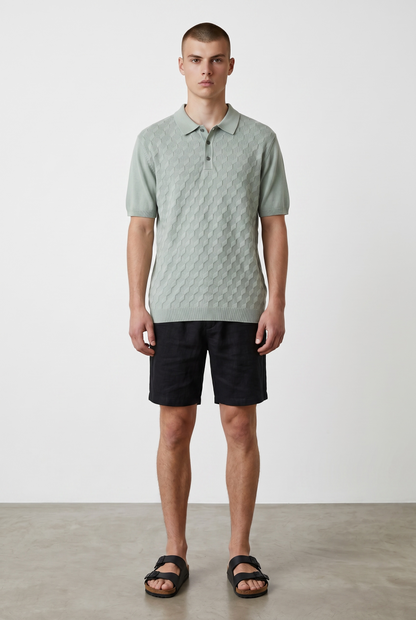 3D knit mint polo