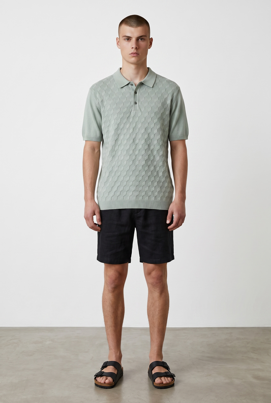 3D knit mint polo