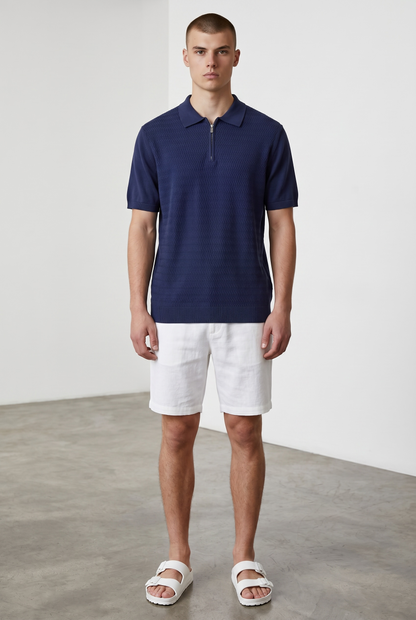 Zig zag knit navy polo