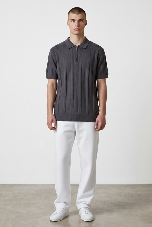 Black striped polo