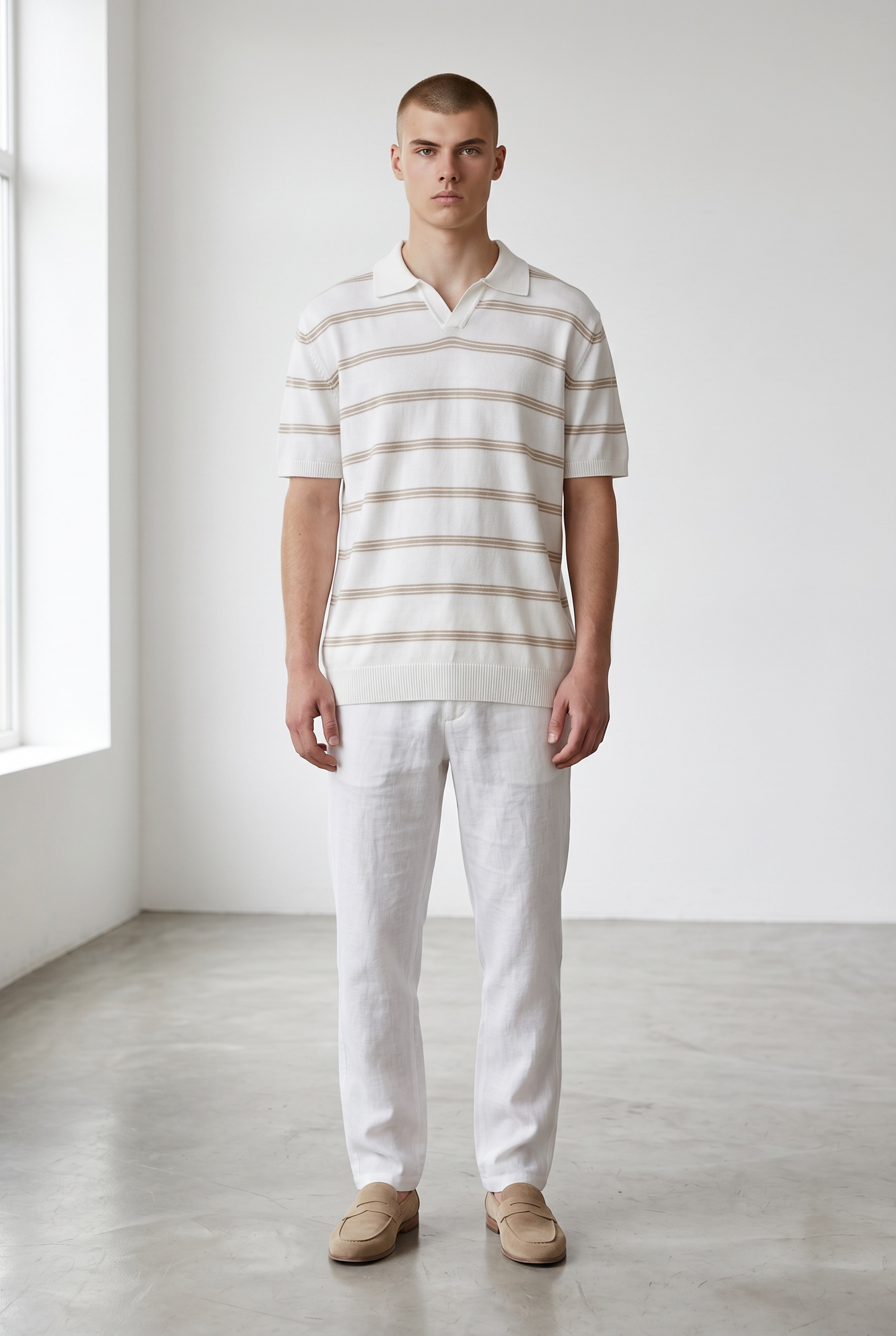 White & Beige Polo
