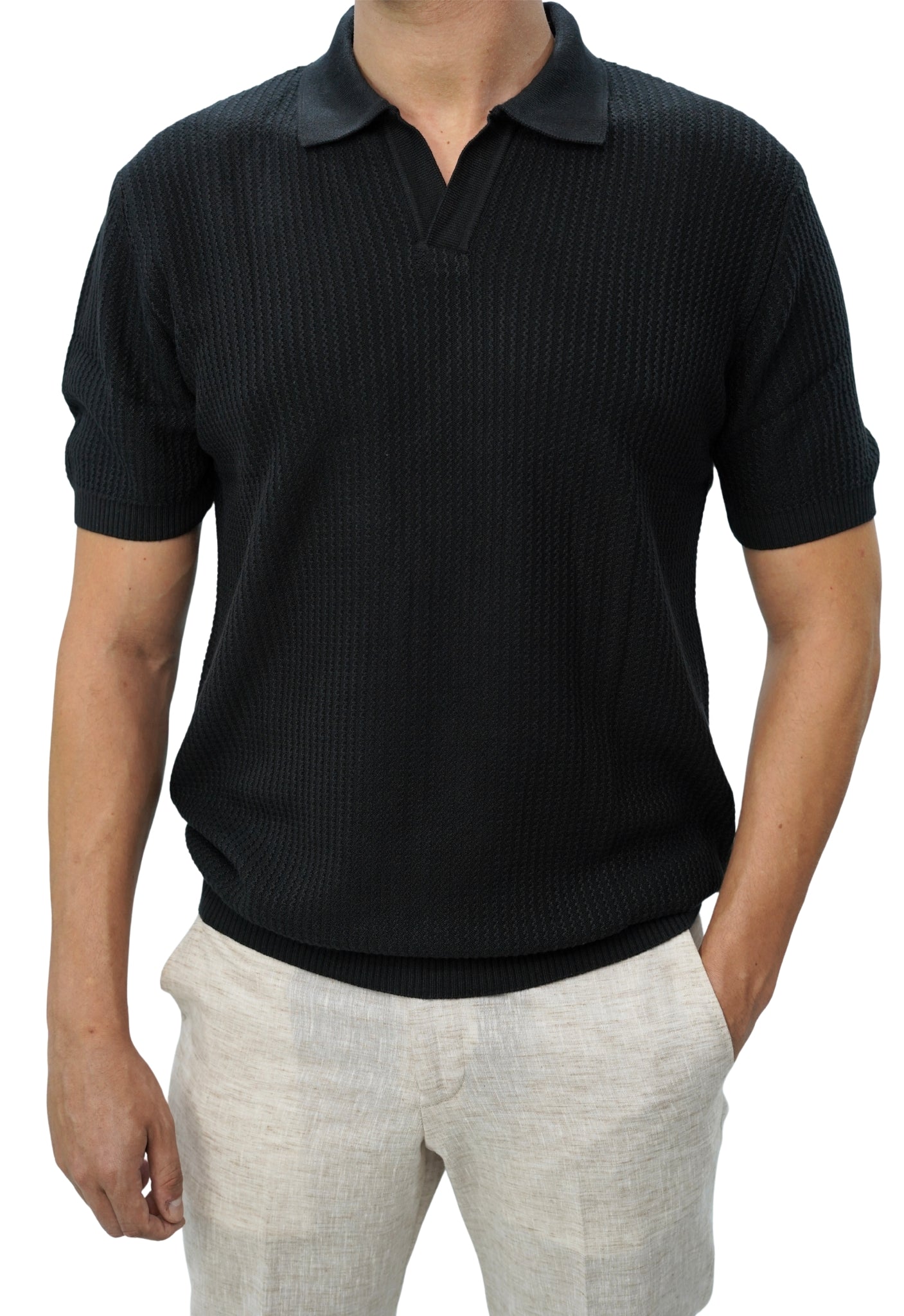 Black Knitted Polo