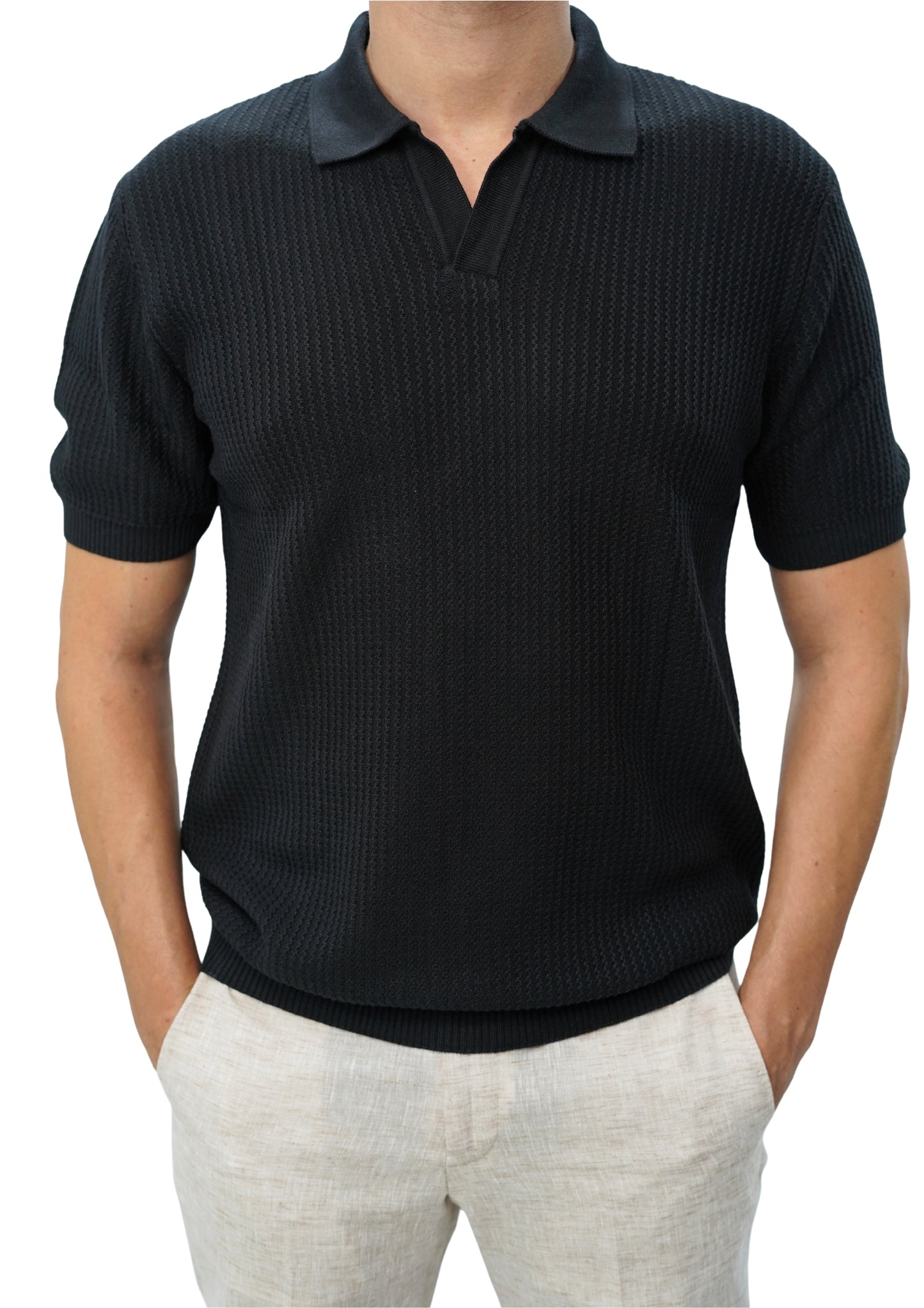 Black Knitted Polo
