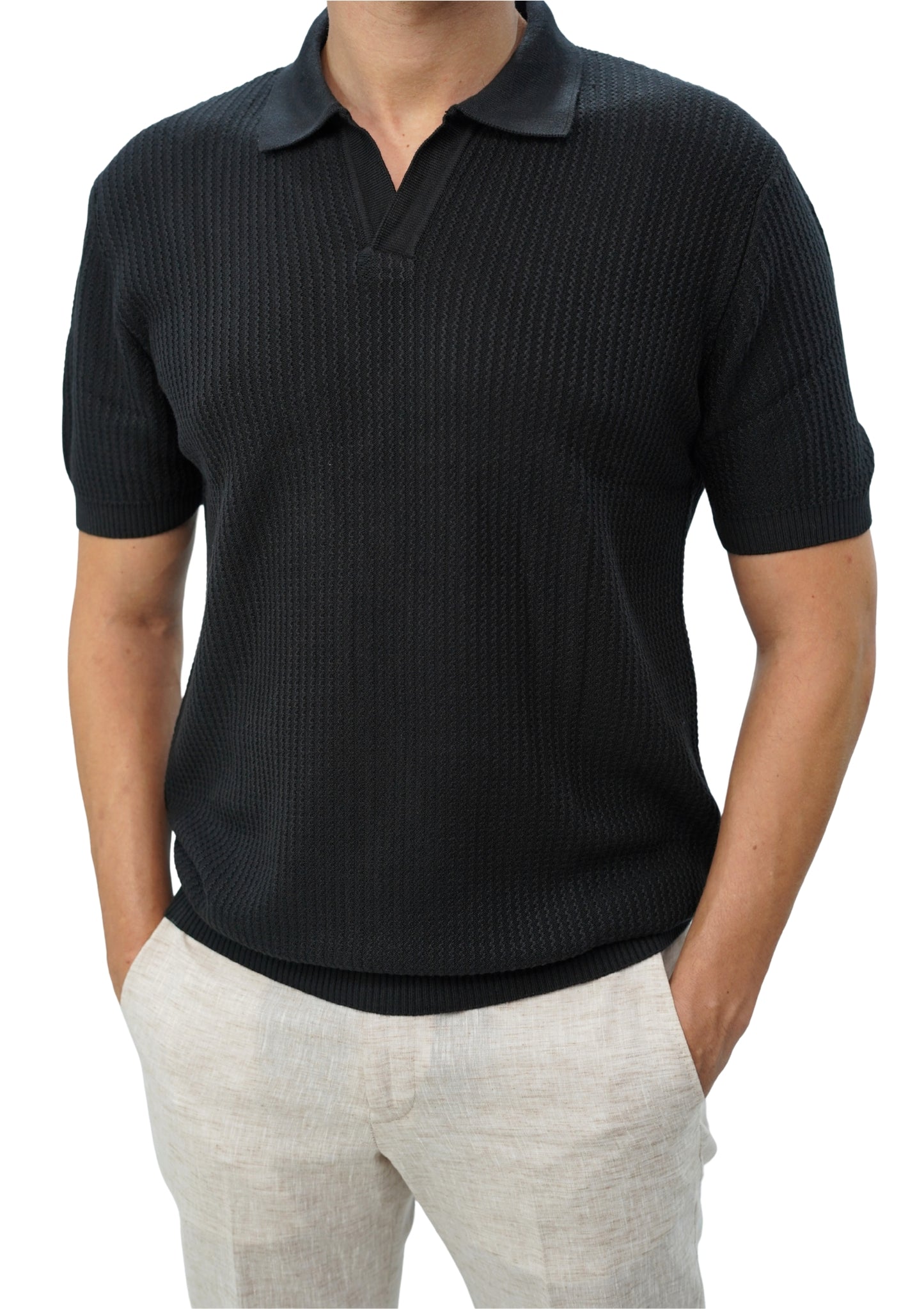 Black Knitted Polo