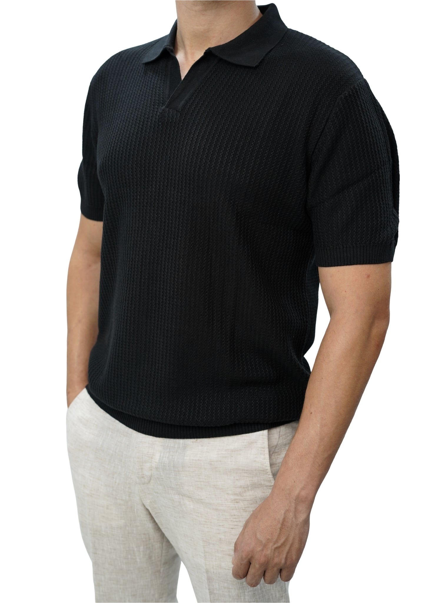 Black Knitted Polo