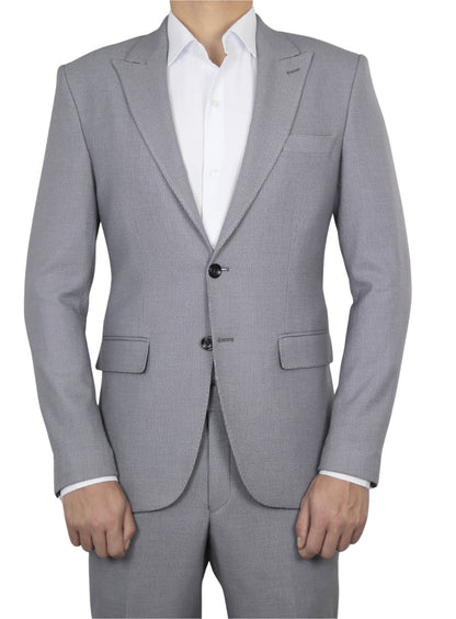 Light Grey Striped Peak Lapel 2 Buttons