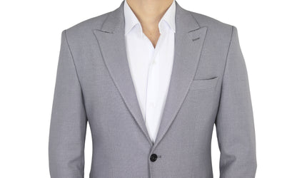 Light Grey Striped Peak Lapel 2 Buttons